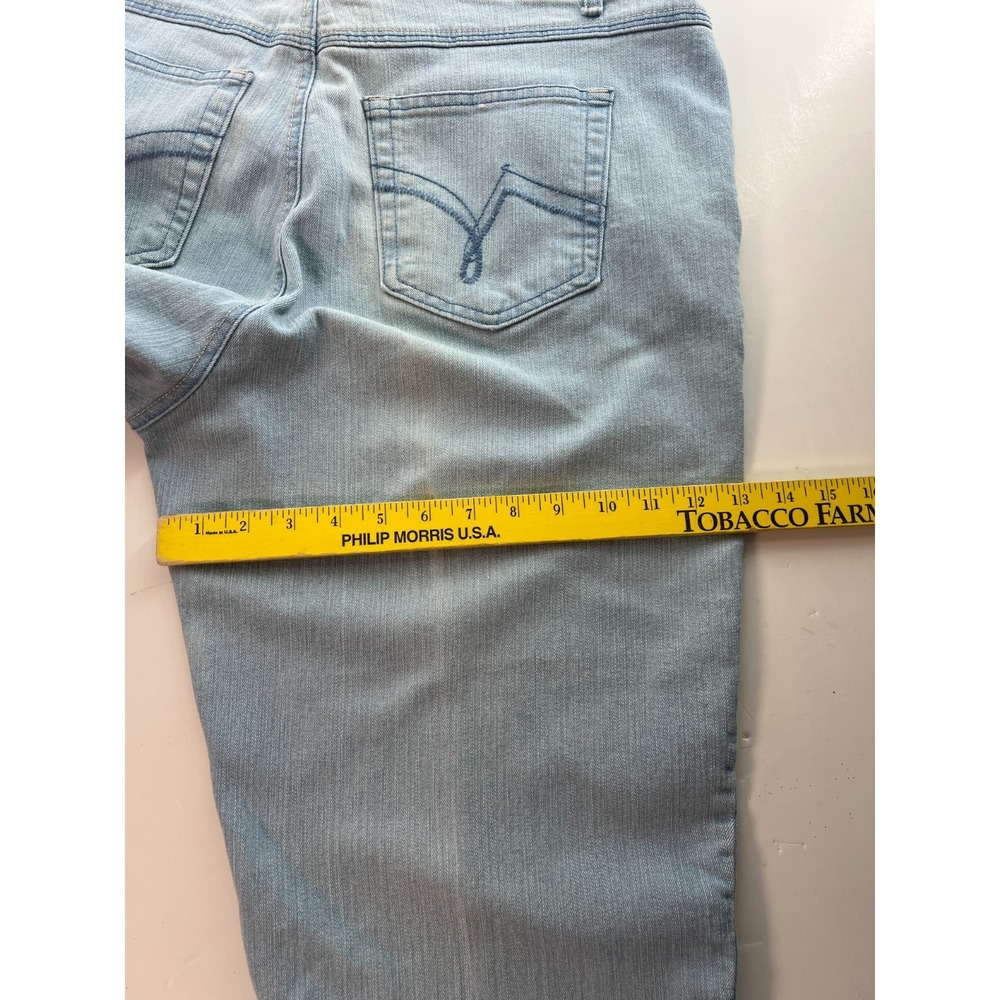 GV Women's Capri Jeans Sz 18 Stretch 18W Blue Button Hem Dream Wash W38 L20.5 - Picture 12 of 13